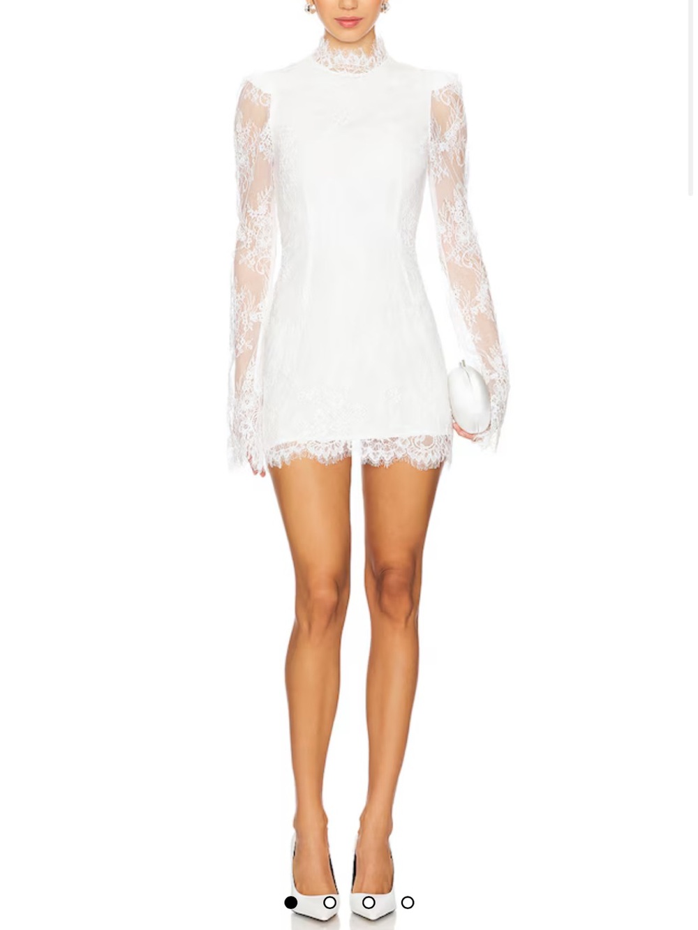 White Lace Long-Sleeve Mini Dress